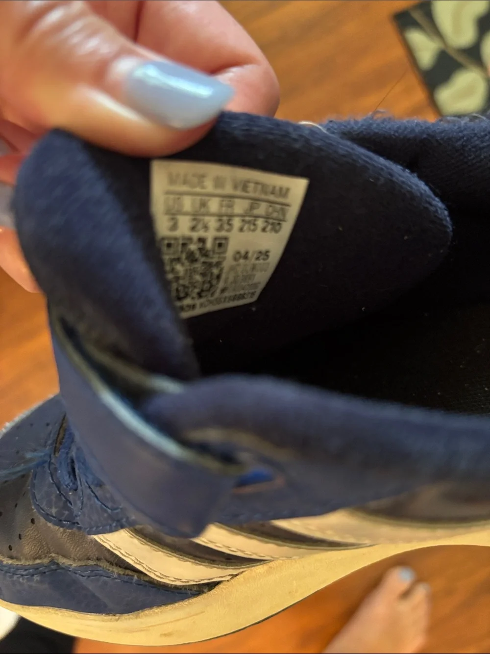 adidas Kids Navy Blue & White Velcro Strap Sneakers